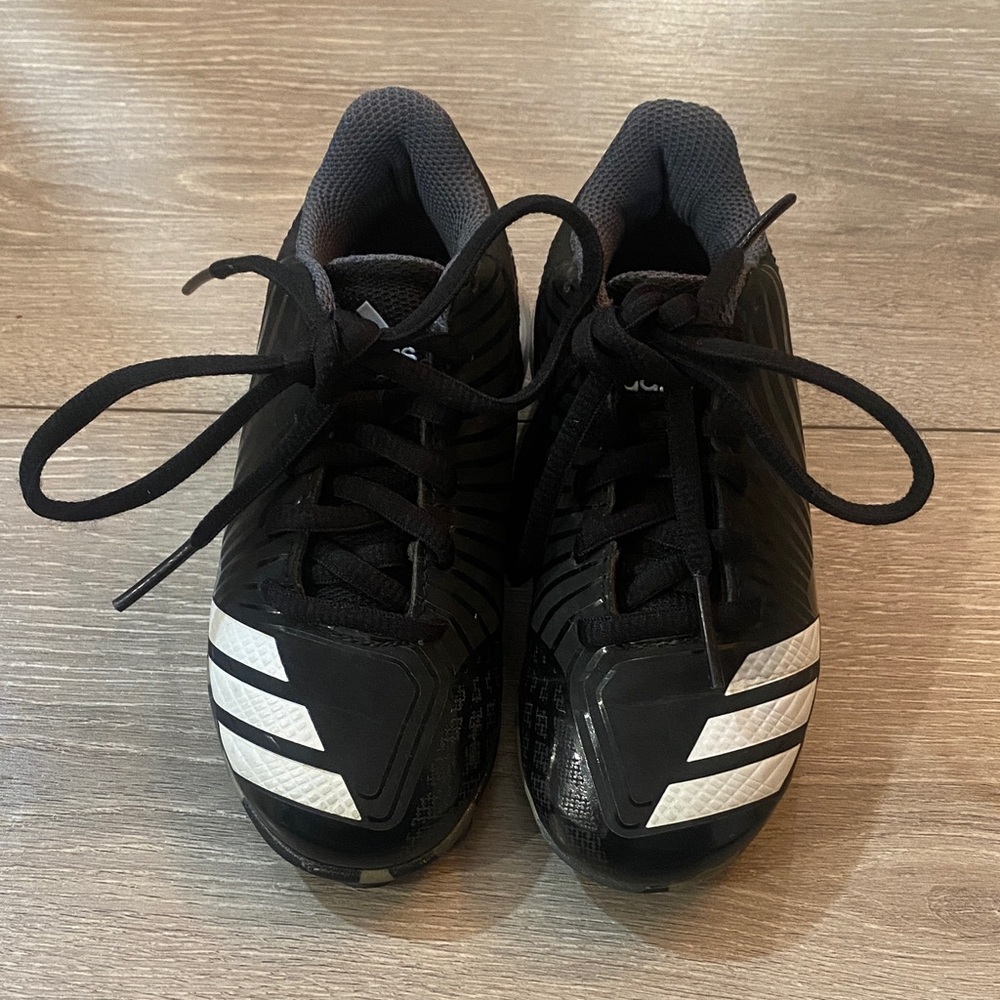 adidas Kids Size 10 Bots Black Soccer Cleats Sneakers White Stripes Like New